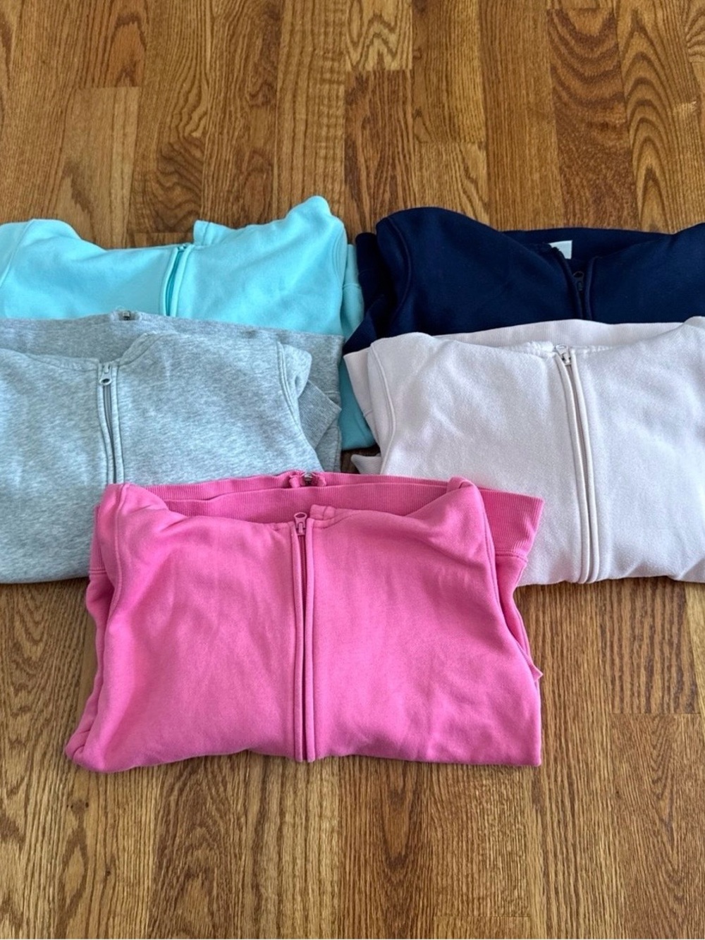 5 Girls Amazon essentials colored zip up hoodies / sweatshirts  - size 11/12